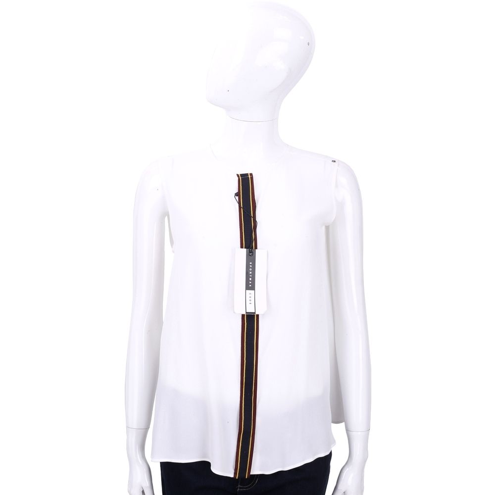 Max Mara集團 經典T恤 TEE 均一價 (白色拼接織帶)