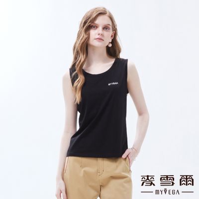 MYVEGA麥雪爾 閃亮小兔子素面無袖背心-黑