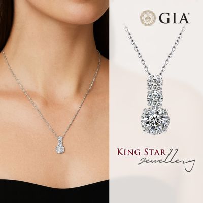 King Star GIA 1克拉 鉑金台 最白D 天然鑽石項鍊 晨星(總視覺效果超越5克拉)