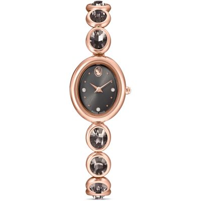 SWAROVSKI 施華洛世奇 Imber Oval 橢圓形水晶手鍊式女錶 夏日煥新提案 送禮推薦-黑x玫瑰金/25x21mm 5754814