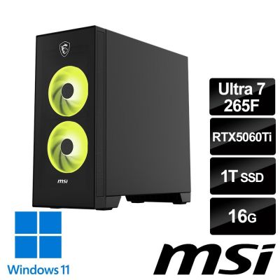 MSI微星 Infinite S AI 2NVM7-023TW RTX5060Ti 電競桌機 (Ultra 7-265F/16G/1T SSD/RTX5060Ti-8G/Win11)