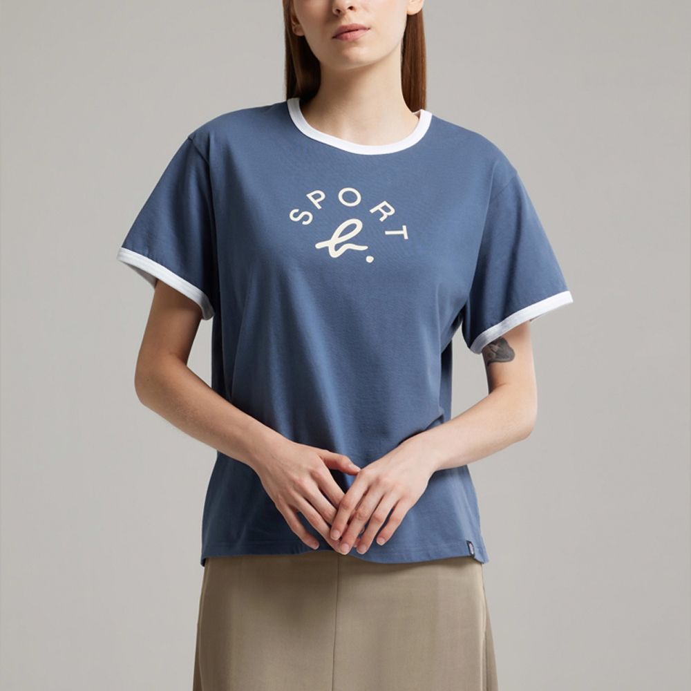 agnes b.Sport b. 女裝 logo圖案短袖 多款 (羅紋領口logo(藍))
