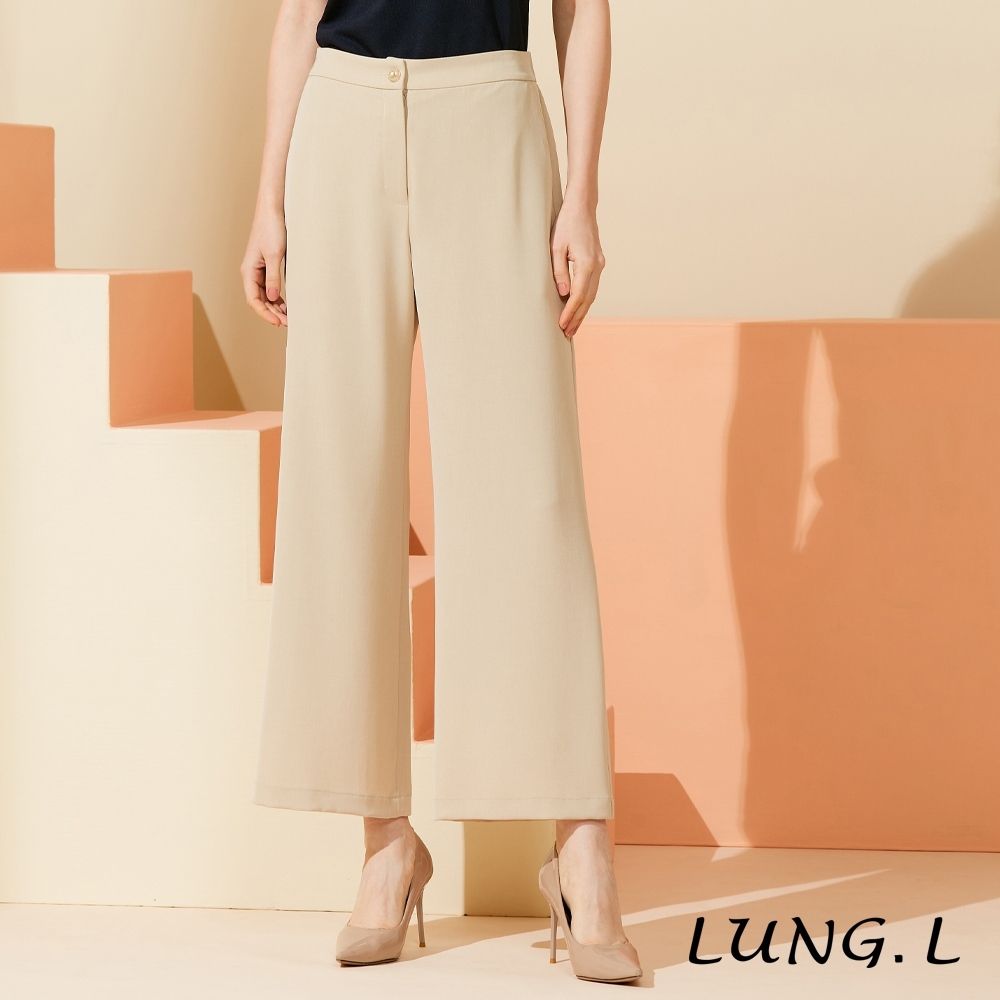 LUNG.L林佳樺 駝色修身顯瘦女裝九分寬褲 LU46E