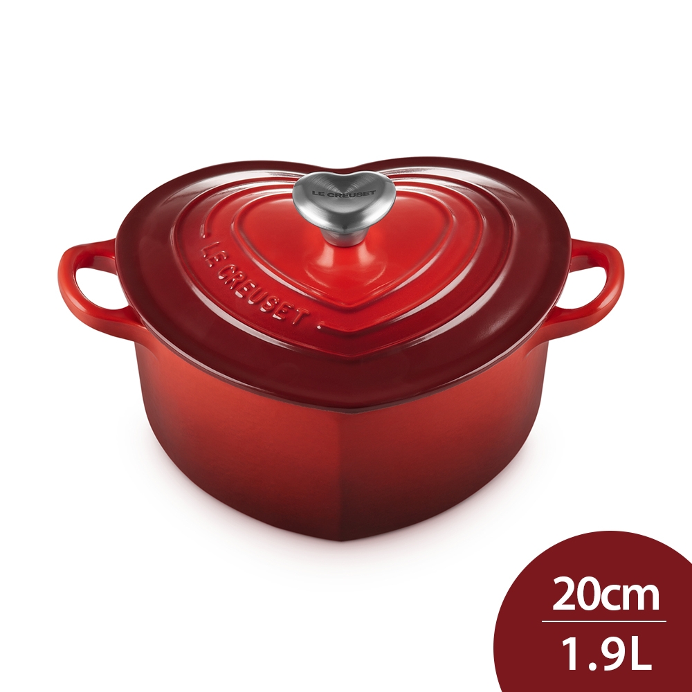 Le Creuset 愛心鑄鐵鍋20cm 1.9L 櫻桃紅心型鋼頭法國製愛心鍋湯鍋燉鍋