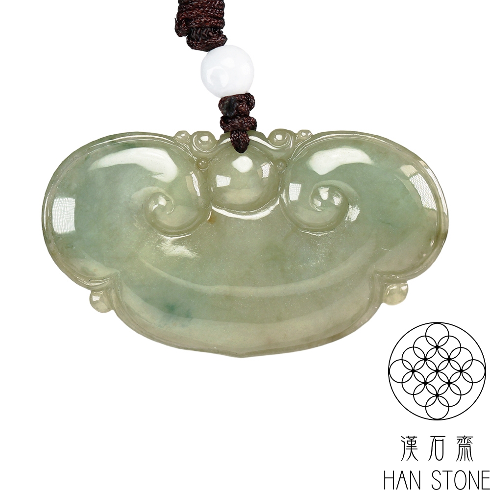 漢石齋】天然翡翠A貨如意玉佩吊墜飄花種帶黃翡(44*25*4mm) | 漢