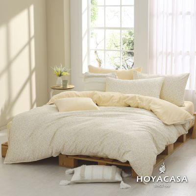 HOYACASA 雙人雪棉絨兩用被床包組-花憶霏霏