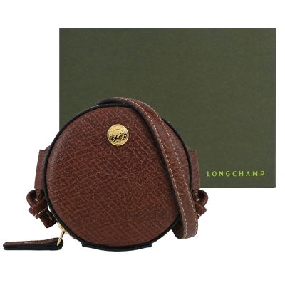 LONGCHAMP ÉPURE系列牛皮壓印耳機/零錢/斜背包(棕)