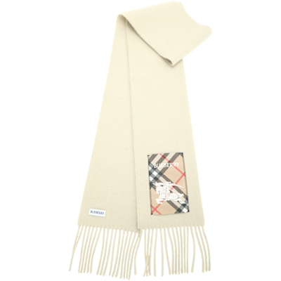 BURBERRY 巴寶莉 100%喀什米爾戰馬格紋布標羊絨流蘇圍巾(168x15CM)