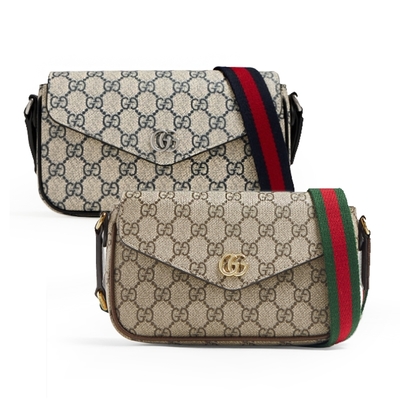 【GUCCI 古馳】764961 經典ophidia系列GG supreme帆布迷你翻蓋肩背/斜背包(顏色任選)