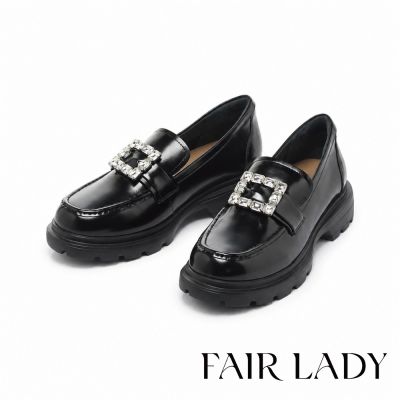 FAIR LADY 小時光 典雅鑽釦造型樂福鞋 黑 (5B3255)