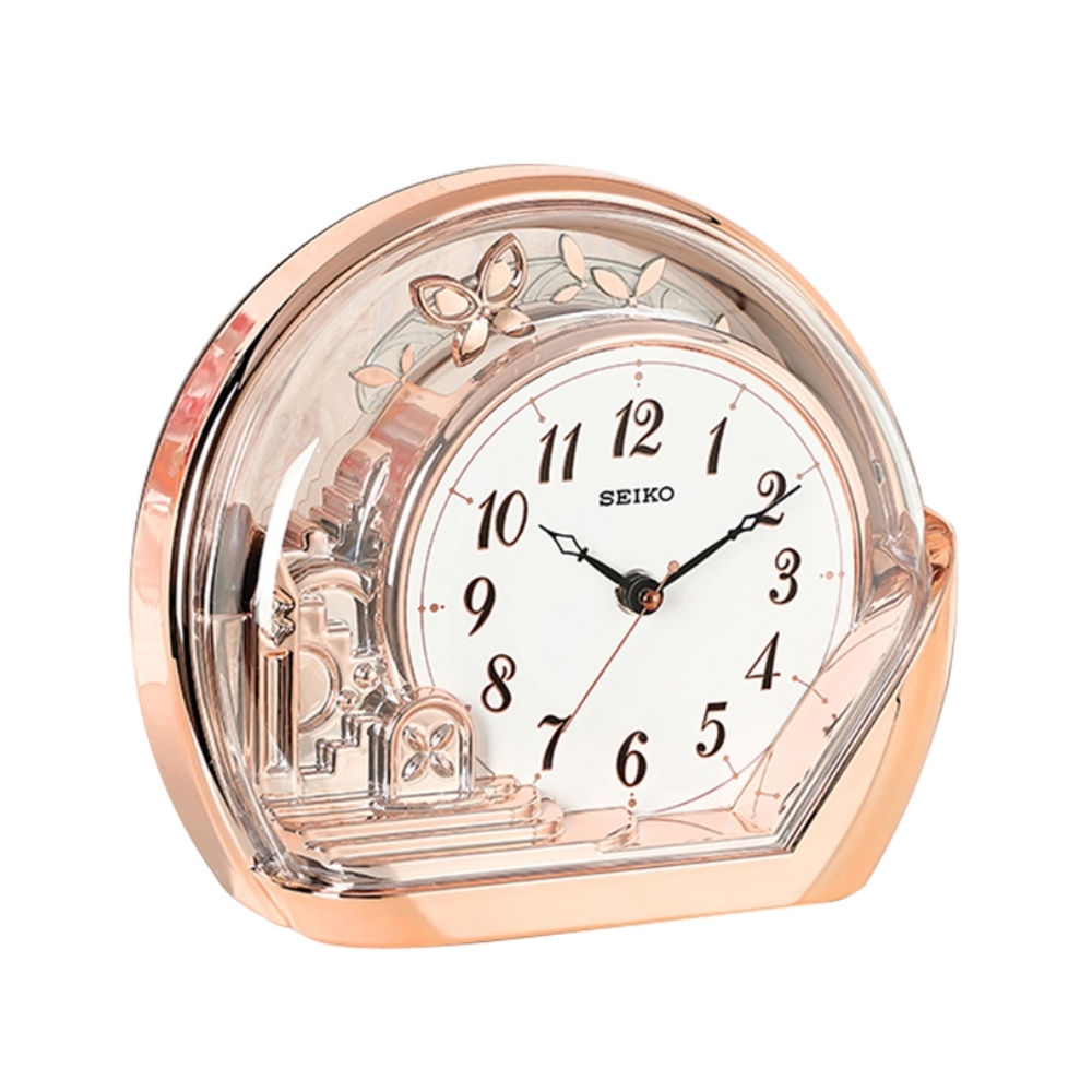 SEIKO 日本精工搖動擺飾座鐘(QXN232P)-玫瑰金/18.4x21.2cm | SEIKO