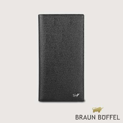 【BRAUN BUFFEL 德國小金牛】台灣總代理 山 14卡兩折長夾-黑色/BF398-621-BK