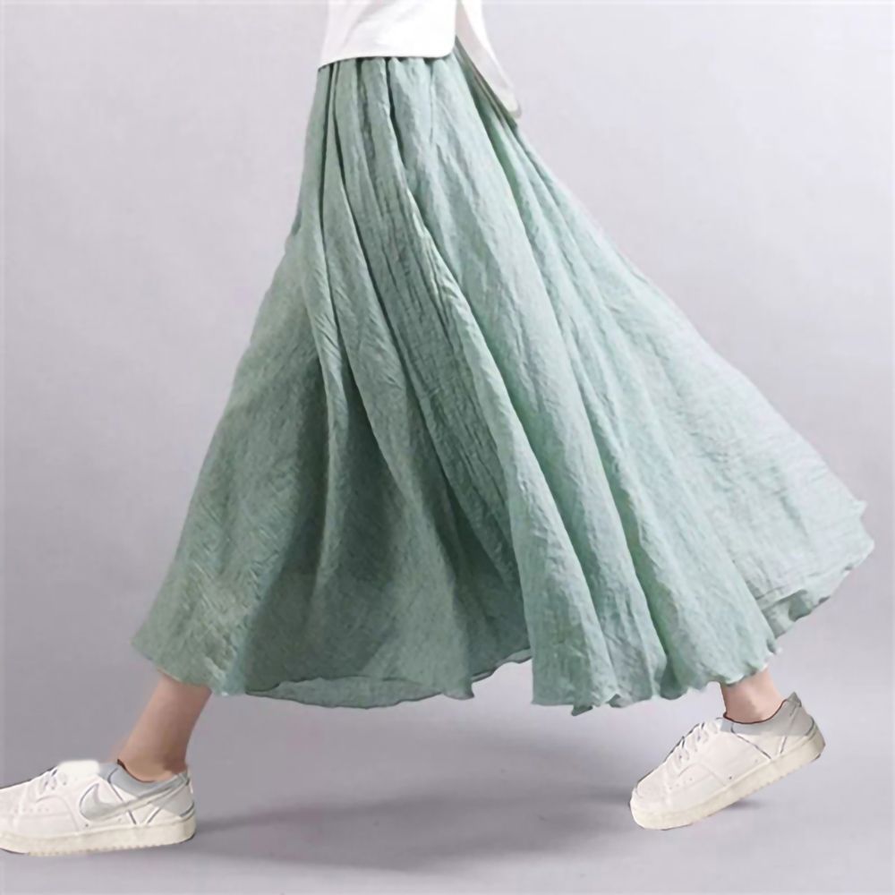 [韓國K.W.]韓國空運完美好感新款度假超長裙(小香風/韓國製/大擺裙) (綠色)