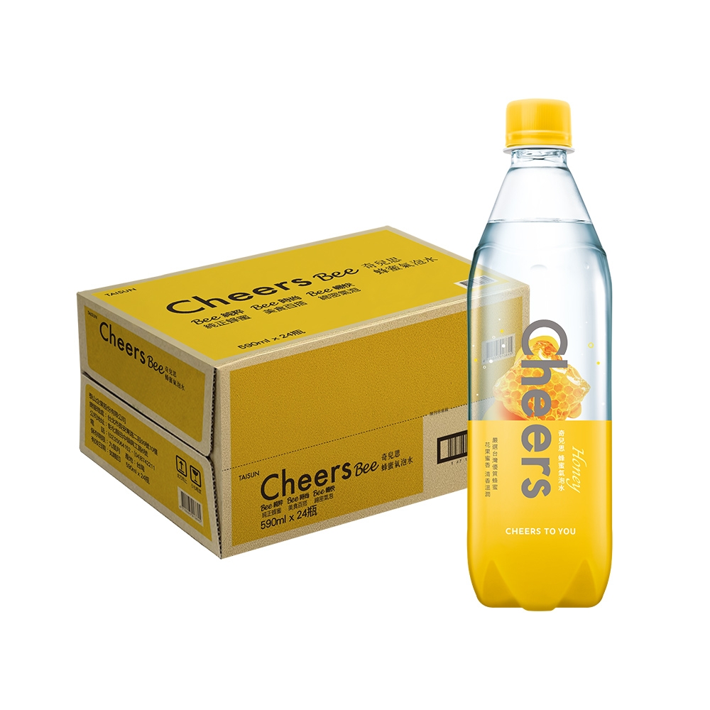 泰山 Cheers 氣泡水任選1箱-檸檬(590mlx24入)/蜂蜜氣泡水(590mlx24入)