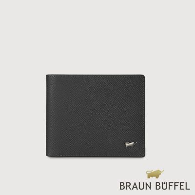【BRAUN BUFFEL 德國小金牛】台灣總代理 HOMME-ZW 4卡零錢袋皮夾-黑色/BF599-315-BK