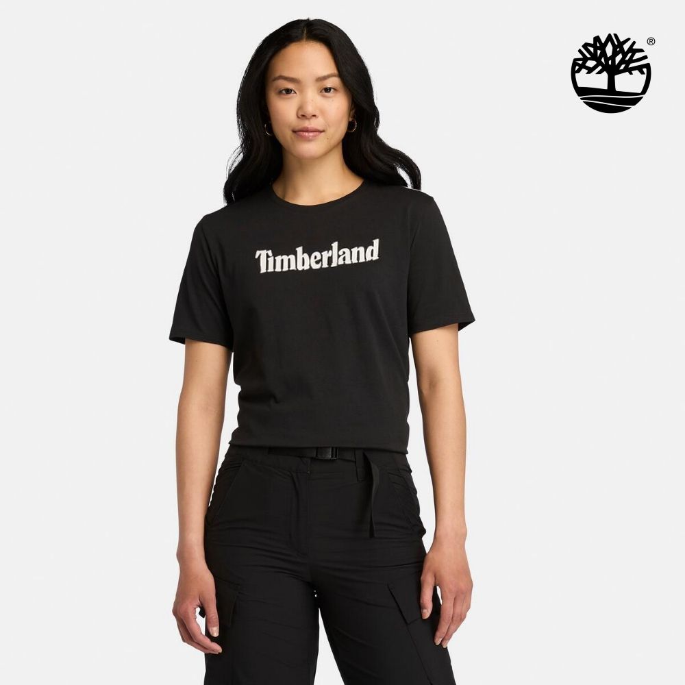 Timberland官方旗艦 女款黑色休閒短袖T恤|A6AZP001