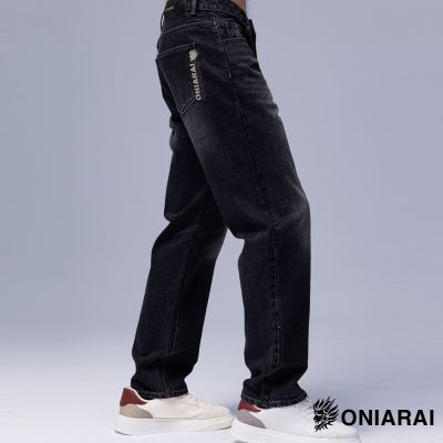 鬼洗 BLUE WAY – 757大理石丹寧中腰黑牛仔直筒褲