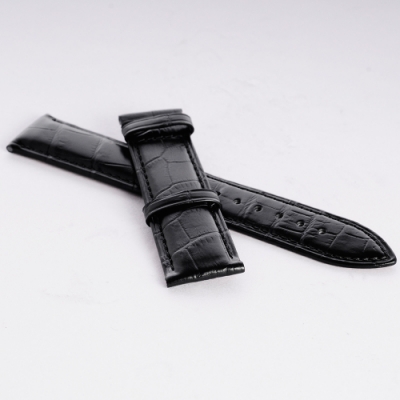 高階鱷魚皮黑色皮革錶帶 20x18
