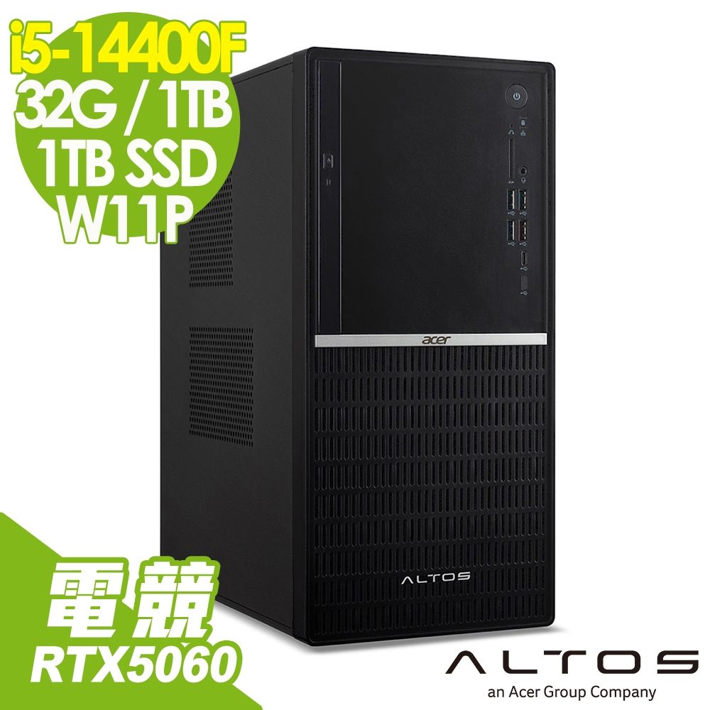 Acer 宏碁 Altos P130F9 商用工作站 (i5-14400F/32G/1TB+1TB SSD/RTX5060-8G/W11P)