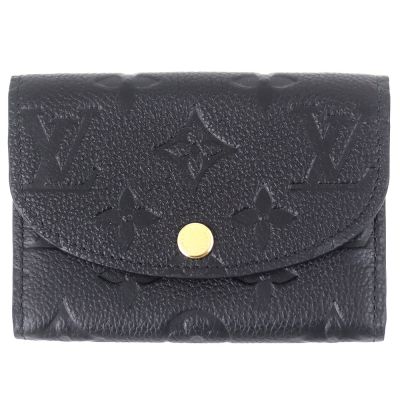 LOUIS VUITTON路易威登 LV M81455 Empreinte 黑色老花牛皮押扣卡片零錢包