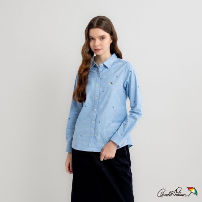 Arnold Palmer -女裝-彈性牛津布滿版印花長袖襯衫-藍色