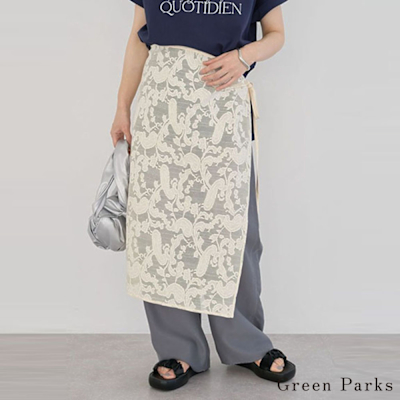 Green Parks 透明緹花蕾絲綁帶裙