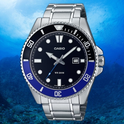 CASIO 藍黑水鬼 槍魚 200米潛水錶 運動手錶 開學換新季 送禮推薦 MDV-107D-1A2