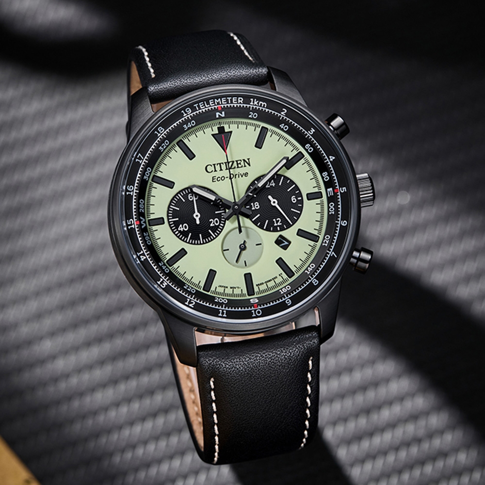 CITIZEN 星辰 綠幽靈夜光光動能計時手錶 開學換新季 送禮推薦 CA4505-21X