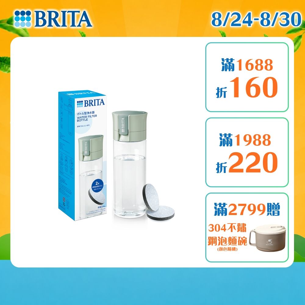 【BRITA官方】Fill-Go隨行濾水瓶-森林綠-共2芯