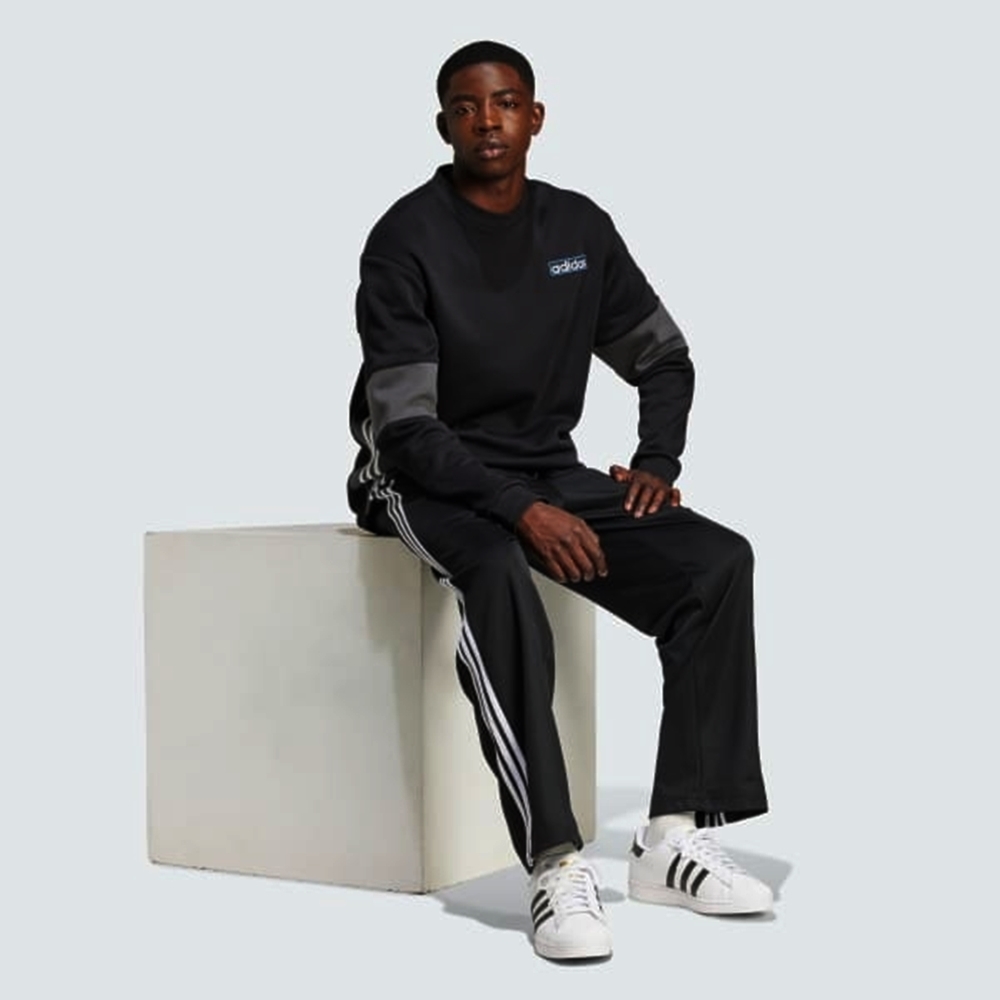 ADIDAS ORIGINALS 愛迪達阿迪達斯三葉草男運動長褲-黑色Baggy TP