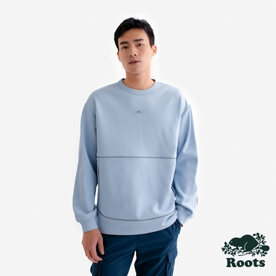 Roots男裝- REFLECTIVE BEAVER 圓領上衣-冰川藍