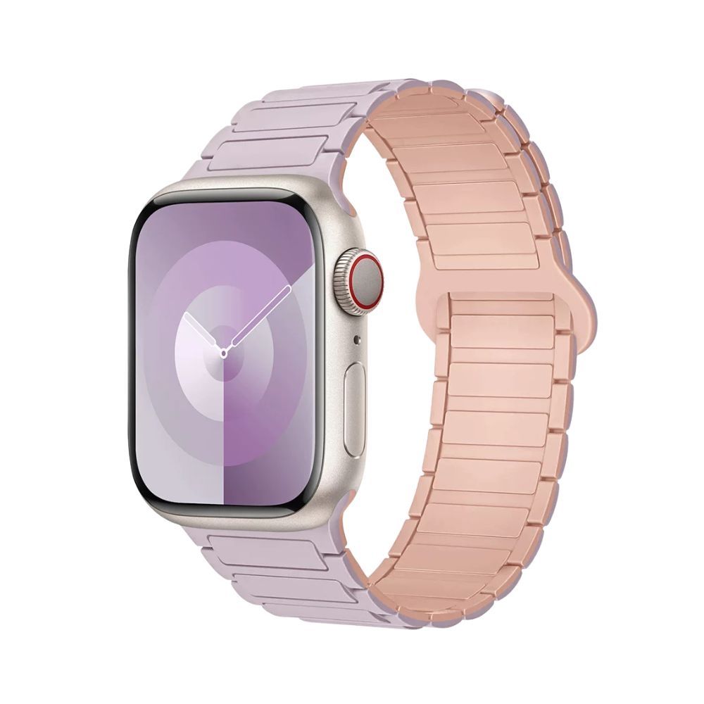 【Phonemo】Apple Watch 磁吸矽膠回環錶帶 透氣親膚液態矽膠 潮流多色可選 38-49mm 通用 (淺紫+粉砂)