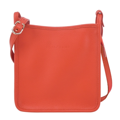 LONGCHAMP LE FOULONNÉ系列牛皮直式斜背包(小/紅椒)