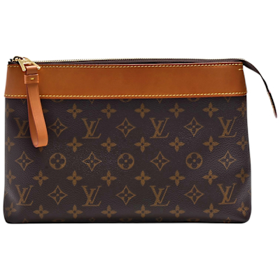 LOUIS VUITTON路易威登 LV M14057經典Pochette Voyage Souple印花帆布手拿包