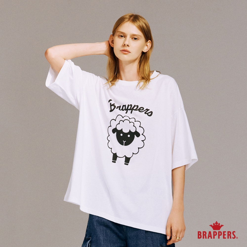 BRAPPERS 女款 咩咩轉個圈印花T-白