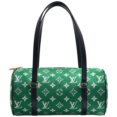 LOUIS VUITTON路易威登 LV  M46206 經典Monogram Jaguar Papillon系列絨面緹花布手提/肩背包(綠色)