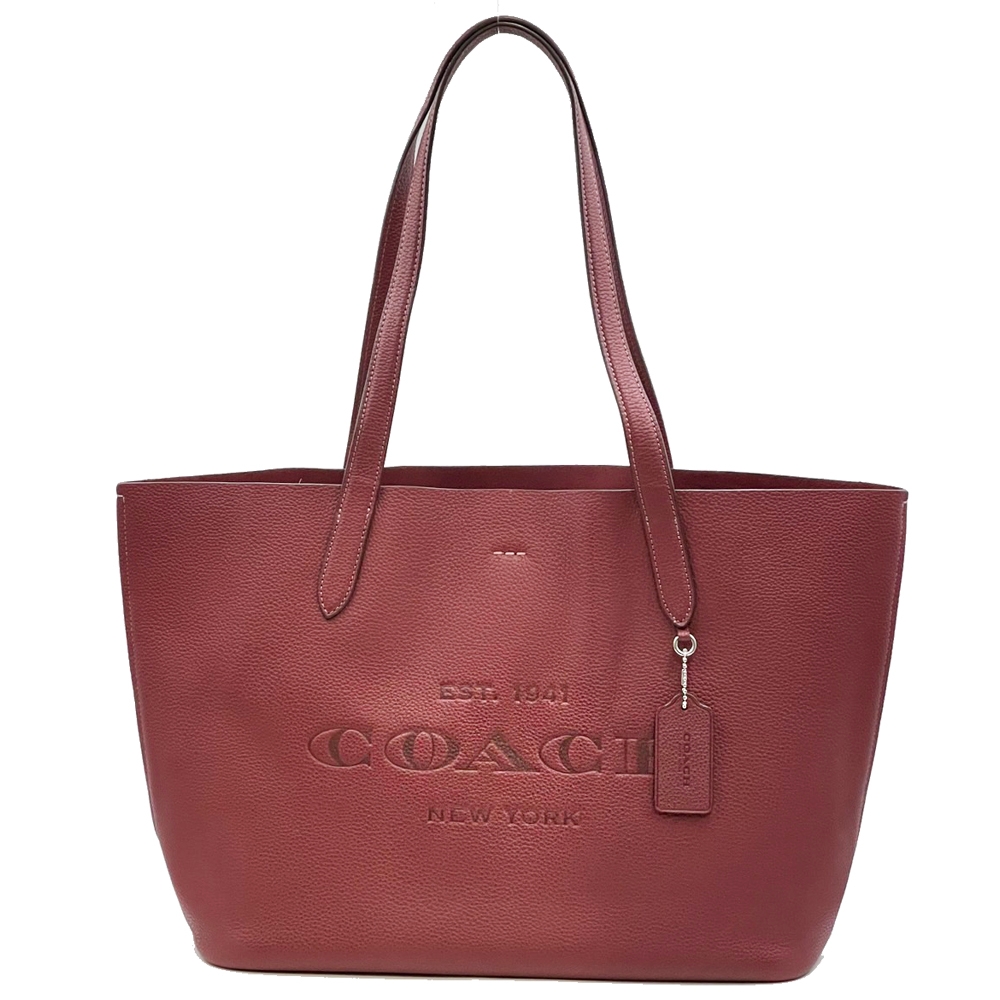 COACH 大LOGO軟牛皮肩背大托特包(微醺酒紅) | COACH | Yahoo購物中心