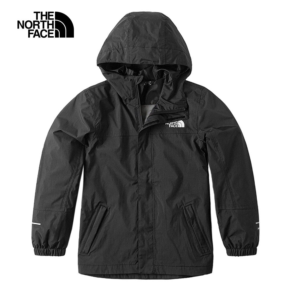 The North Face 官方旗艦北面兒童黑色DryVent防水透氣連帽衝鋒衣