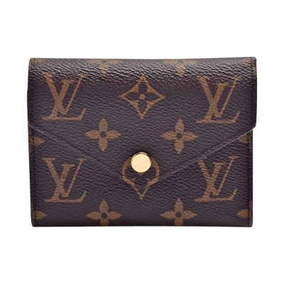 LV Louis Vuitton路易威登 M41938 Victorine系列經典Monogram原花三折暗釦短夾(紫紅)