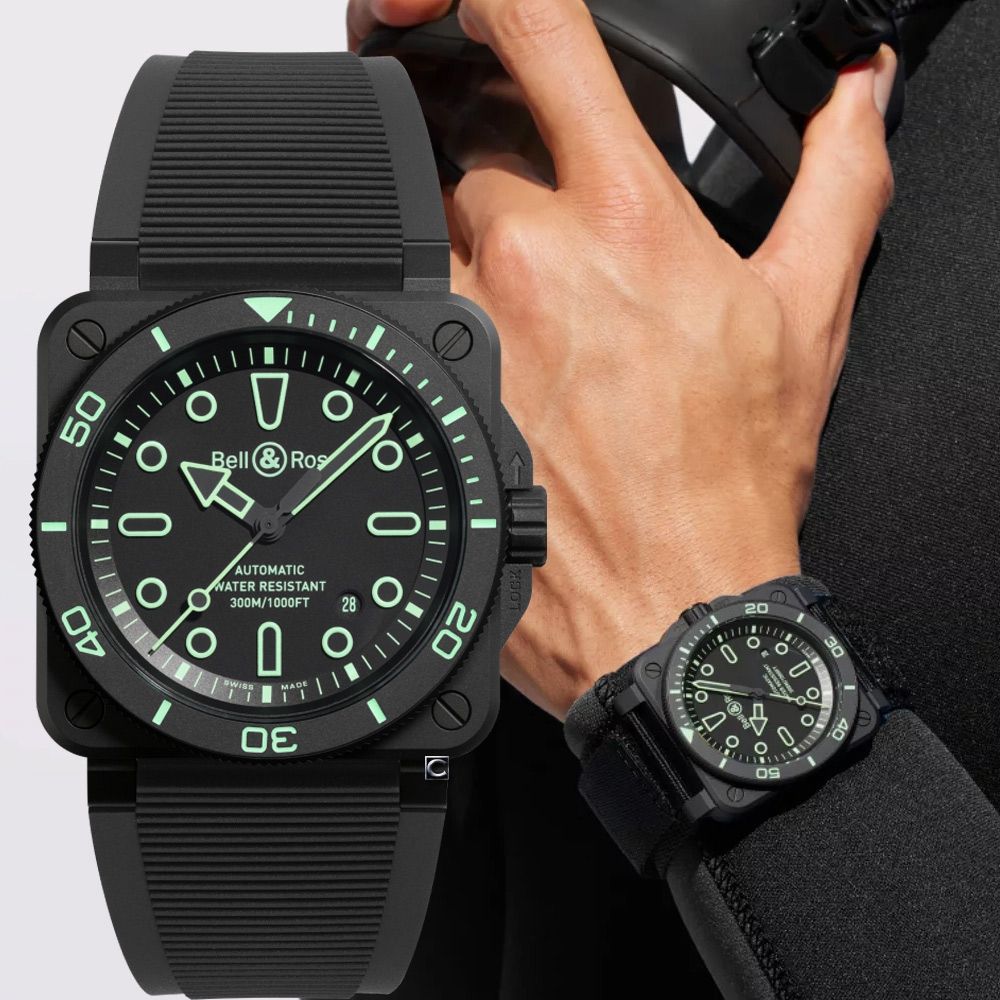 Bell&Ross BR-03 Diver Lum Outline 300米潛水錶-42mm BR03A-D-OL-CE/SRB