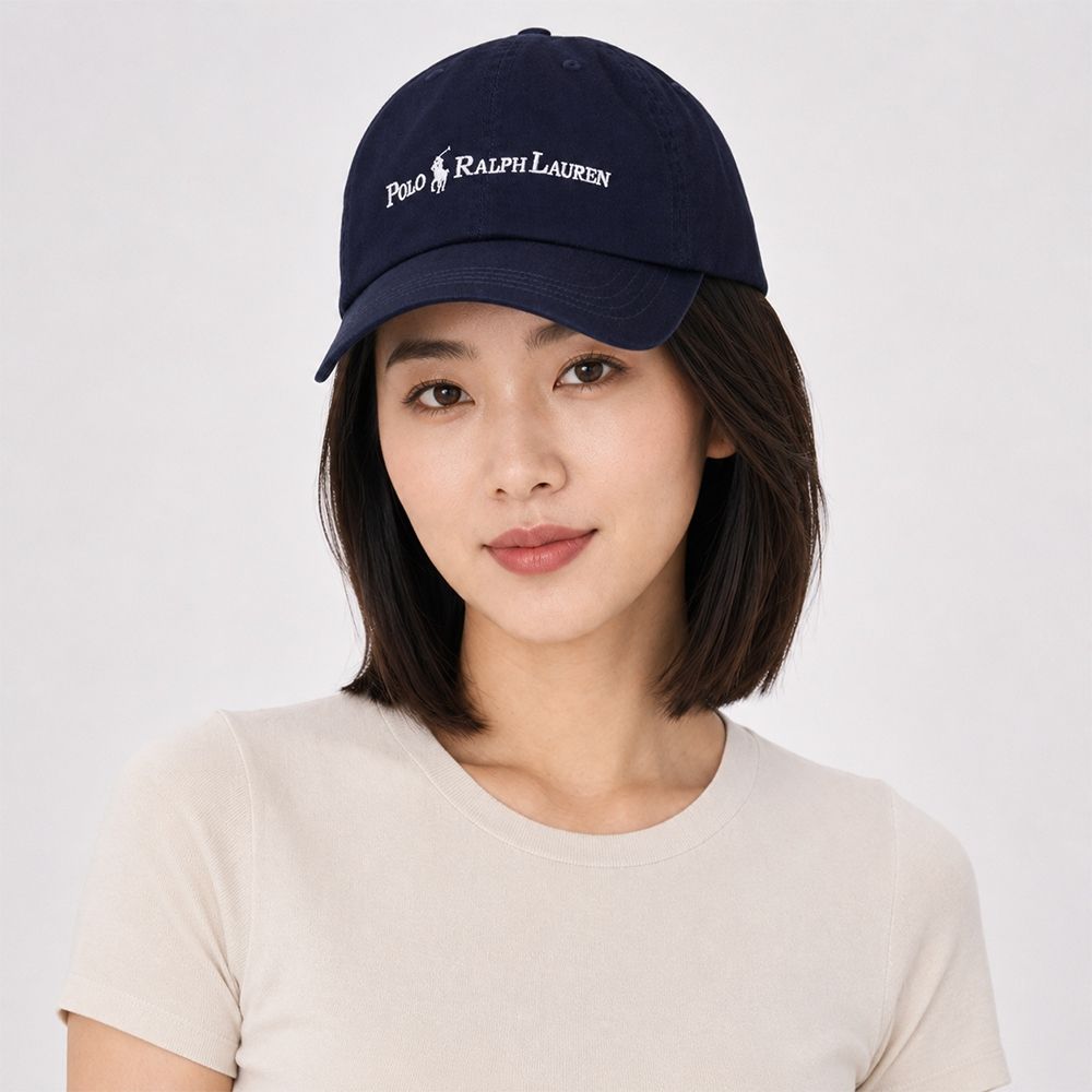 Polo Ralph Lauren RL 熱銷刺繡小馬文字鴨舌帽-深藍色