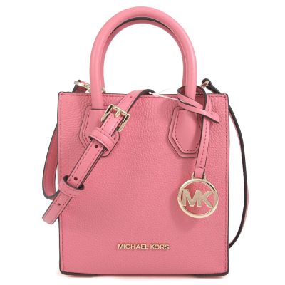 MICHAEL KORS Mercer 金字荔枝紋皮革迷你琴譜兩用包(茶花粉)