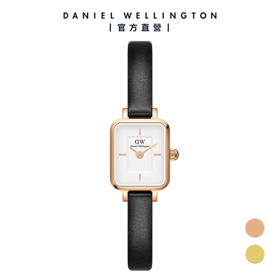 Daniel Wellington DW 手錶 Quadro Mini 15.4x18.2mm 方糖系列黑皮革小方錶(兩色任選)