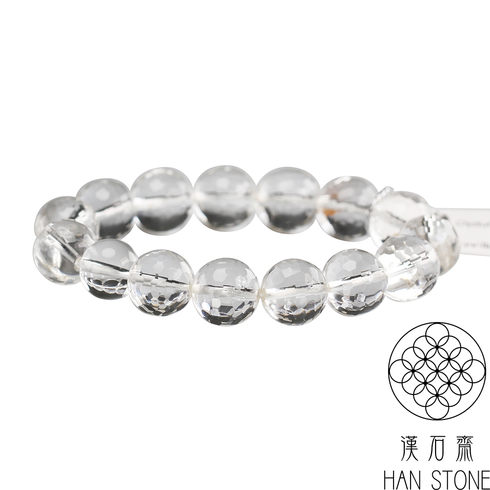 漢石齋】天然水晶頂級白水晶極淨化圓珠手串(圓珠直徑13mm) | 漢石齋