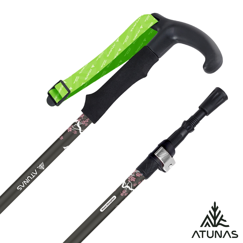 【ATUNAS 歐都納】T把鋁合金三節旋轉避震登山杖(135/62cm)A1WSGZ08N山林黑/避震登山杖/健行登山/旋轉固定