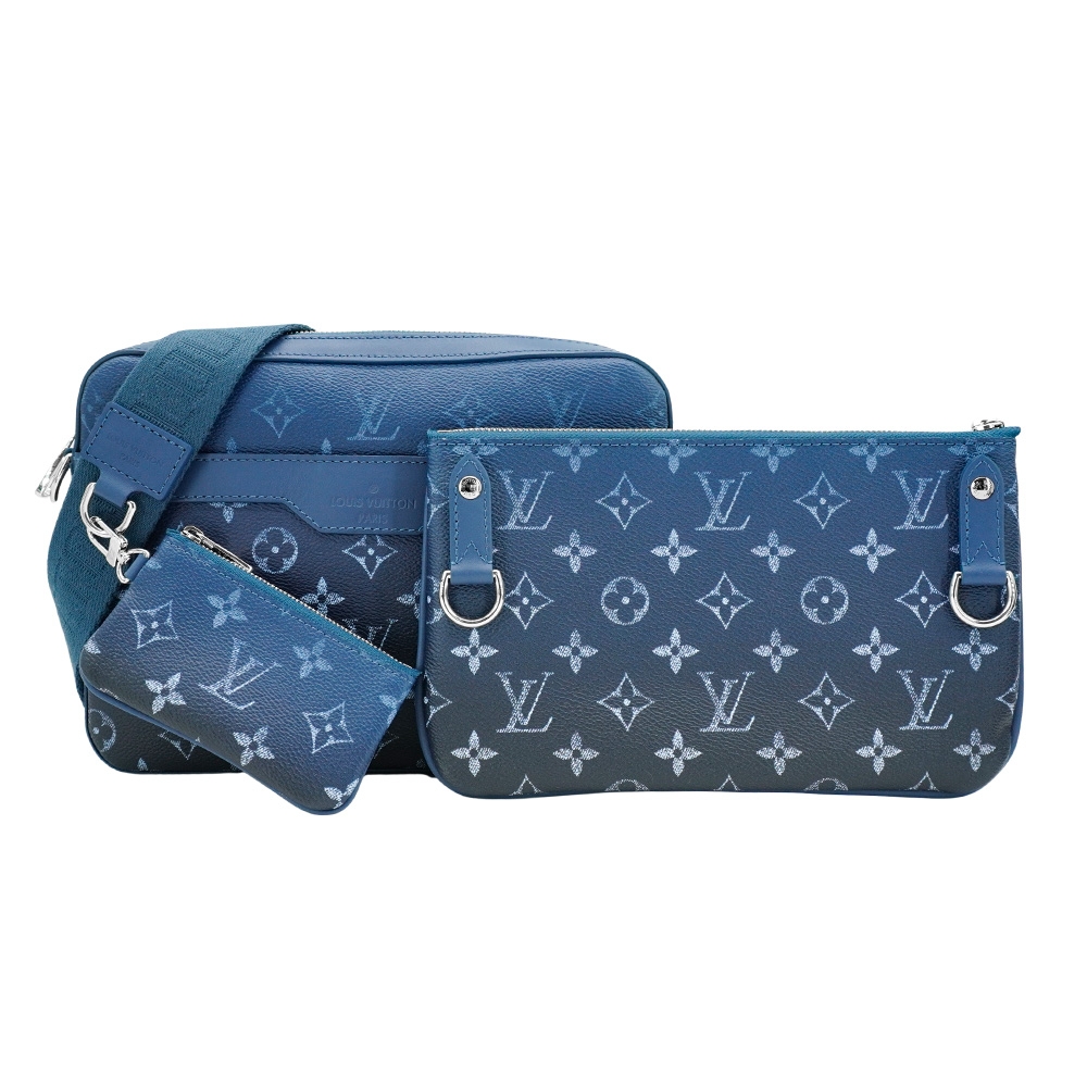 Louis Vuitton LV路易威登展示品Trio 漸層帆布斜背郵差包(M11592-藍