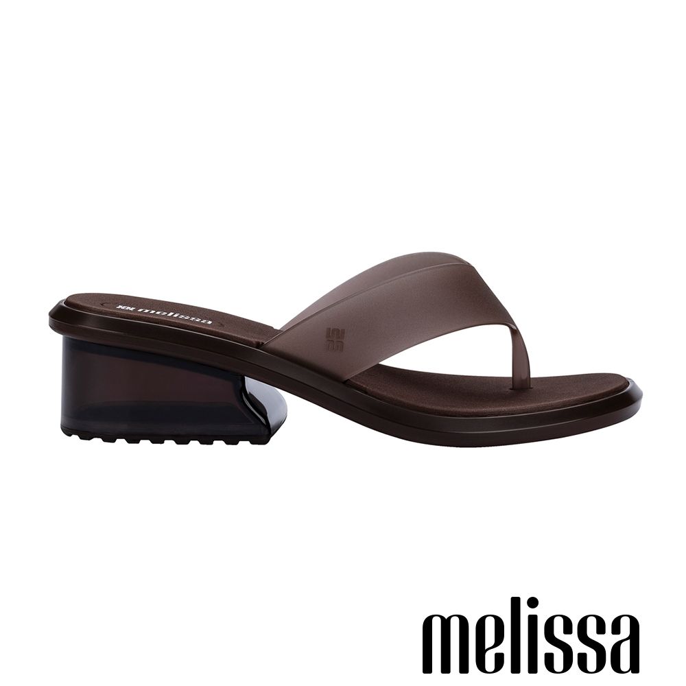 Melissa-簡約寬帶中方跟夾腳拖鞋-棕色
