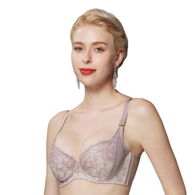 思薇爾 星燦女爵系列C-F罩背心型蕾絲集中包覆女內衣(岩石棕)