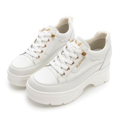 PLAYBOY 花邊女郎真皮內增高休閒鞋-PY2065白
