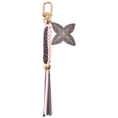 LOUIS VUITTON路易威登 LV  M03302 經典LV Scoubidou系列Monogram帆布牛皮手袋吊飾(粉棕)